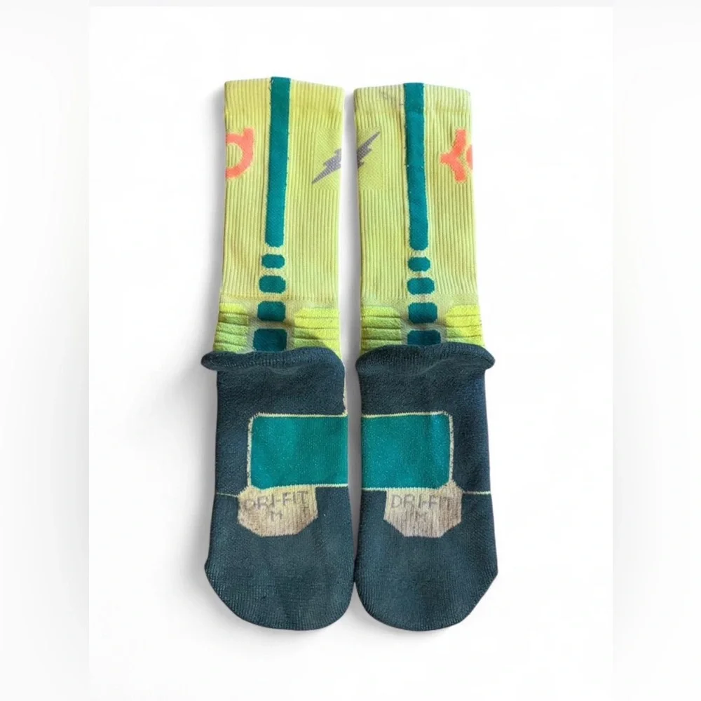 Nike KD Hyperelite Basketball Socks Youth Medium Volt Green Lightning